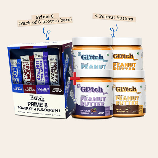 Prime 8 (Pack of 8 protein bars)+ 4 Peanut Butter (200gms)