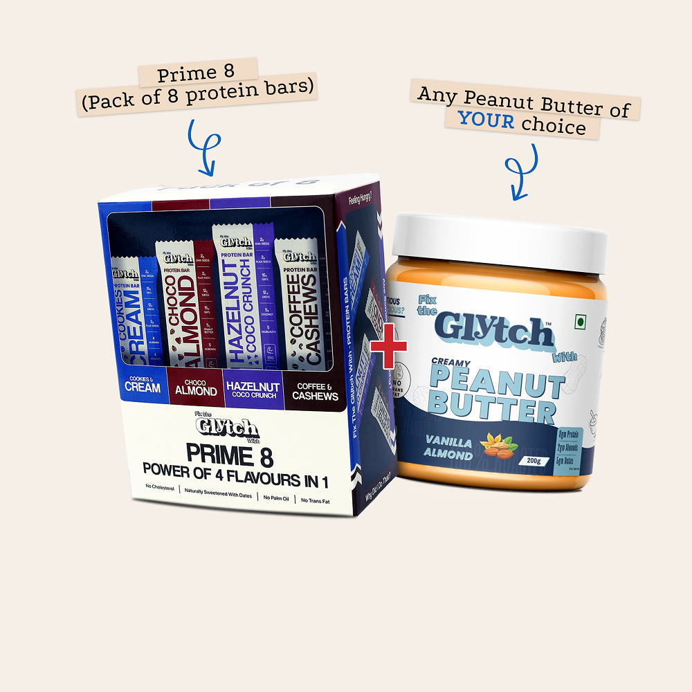 Prime 8 (Pack of 8 protein bars) + Peanut Butter